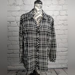 Susan Graver women's long sleeve check print button front shirt plus sz 2xp bb13